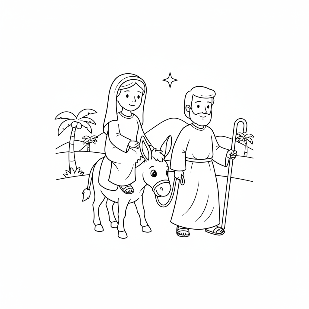 Maria e José a caminho de Belém
