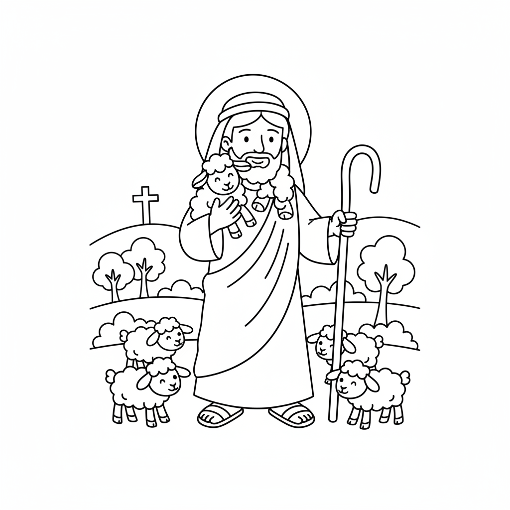 O Bom Pastor com o cordeirinho